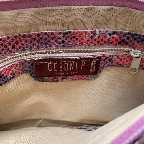 Cecconi P Genuine Leather Pink Snake Skin Clutch - Picture 4 of 6